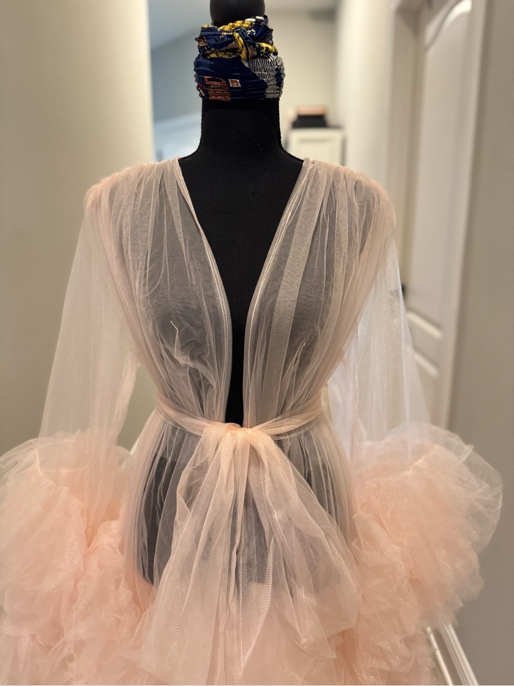 Soft Blush Ruffle Tulle Maxi for Bridal Photoshoot - Picture 10 of 12
